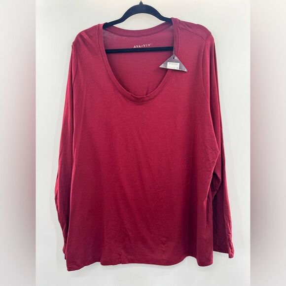 3For$20 Ava & Viv Burgundy Long sleeve Tops size 2X NWOT - Picture 1 of 4